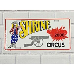 SHRINE CIRCUS CLOWN & BALLOON BOOSTER LICENSE PLATE 1997-2002 G4 vintage